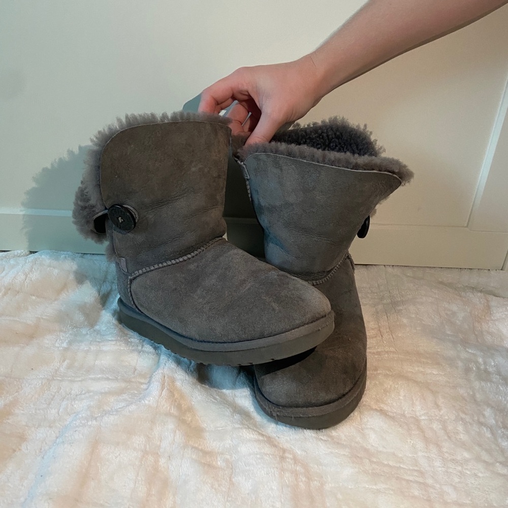 Gray Short Button Ugg Boots